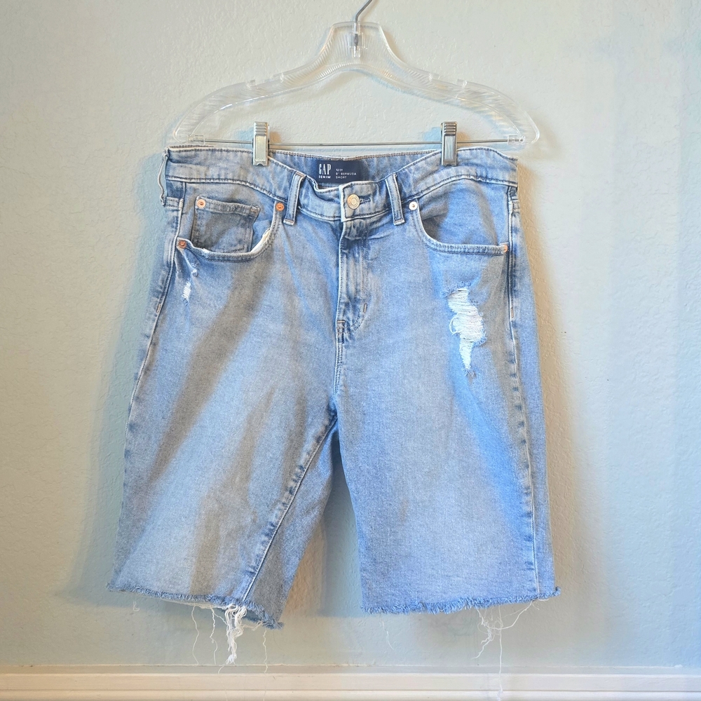 GAP Men's Light Blue Distressed Jean Shorts Or Jorts ◇ Size 34 Waist